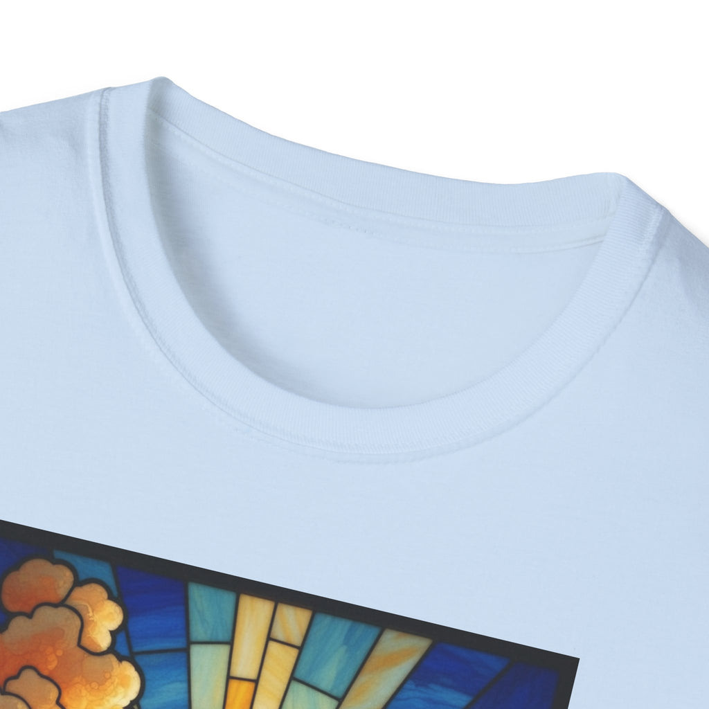 Christian Cross T-Shirt — Stained Glass Sunrise Faith Tee