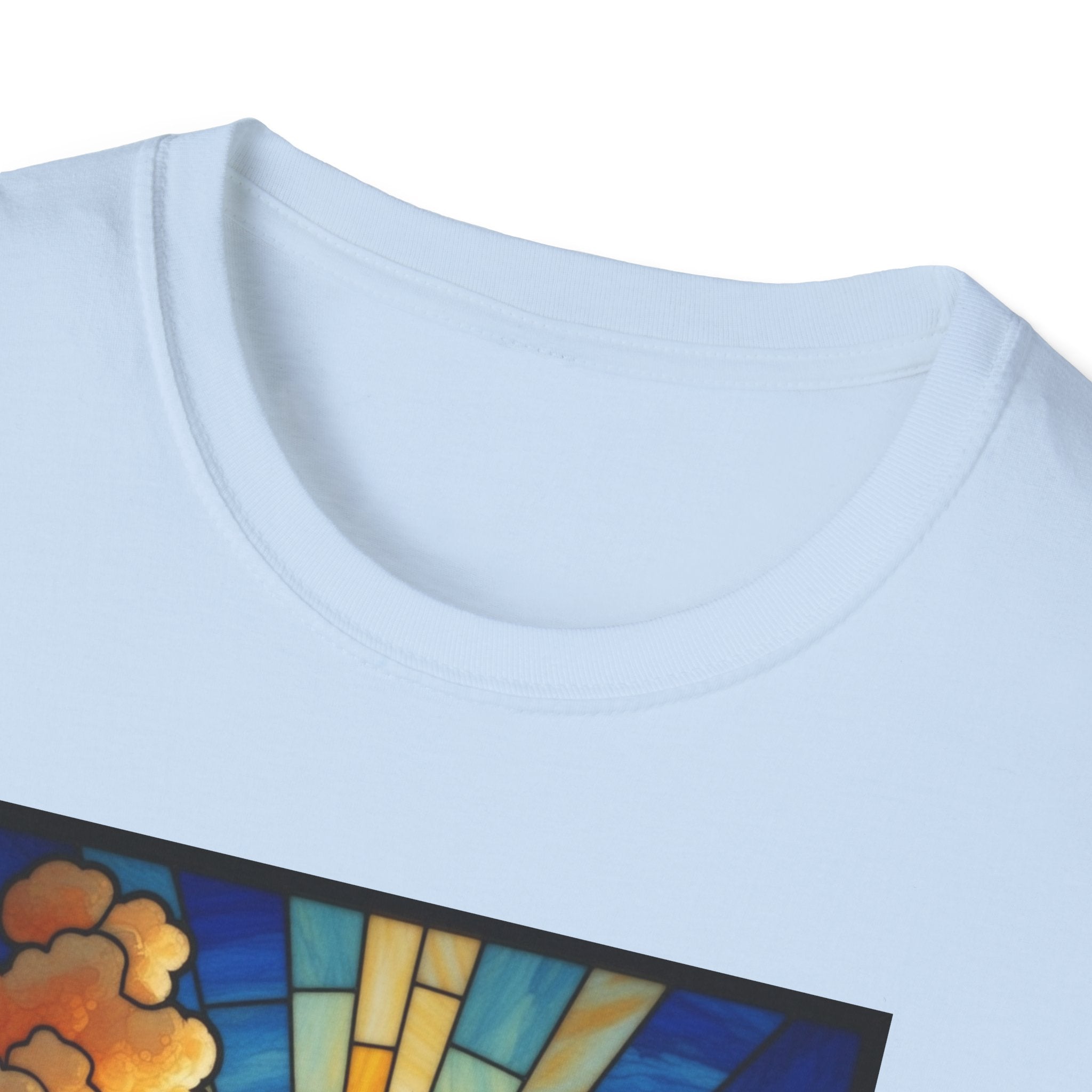 Christian Cross T-Shirt — Stained Glass Sunrise Faith Tee