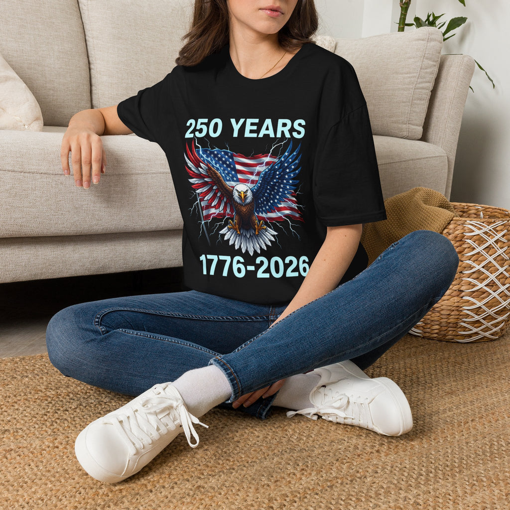250 Years 1776–2026 Eagle & American Flag T-Shirt — Patriotic 250th Anniversary Tee
