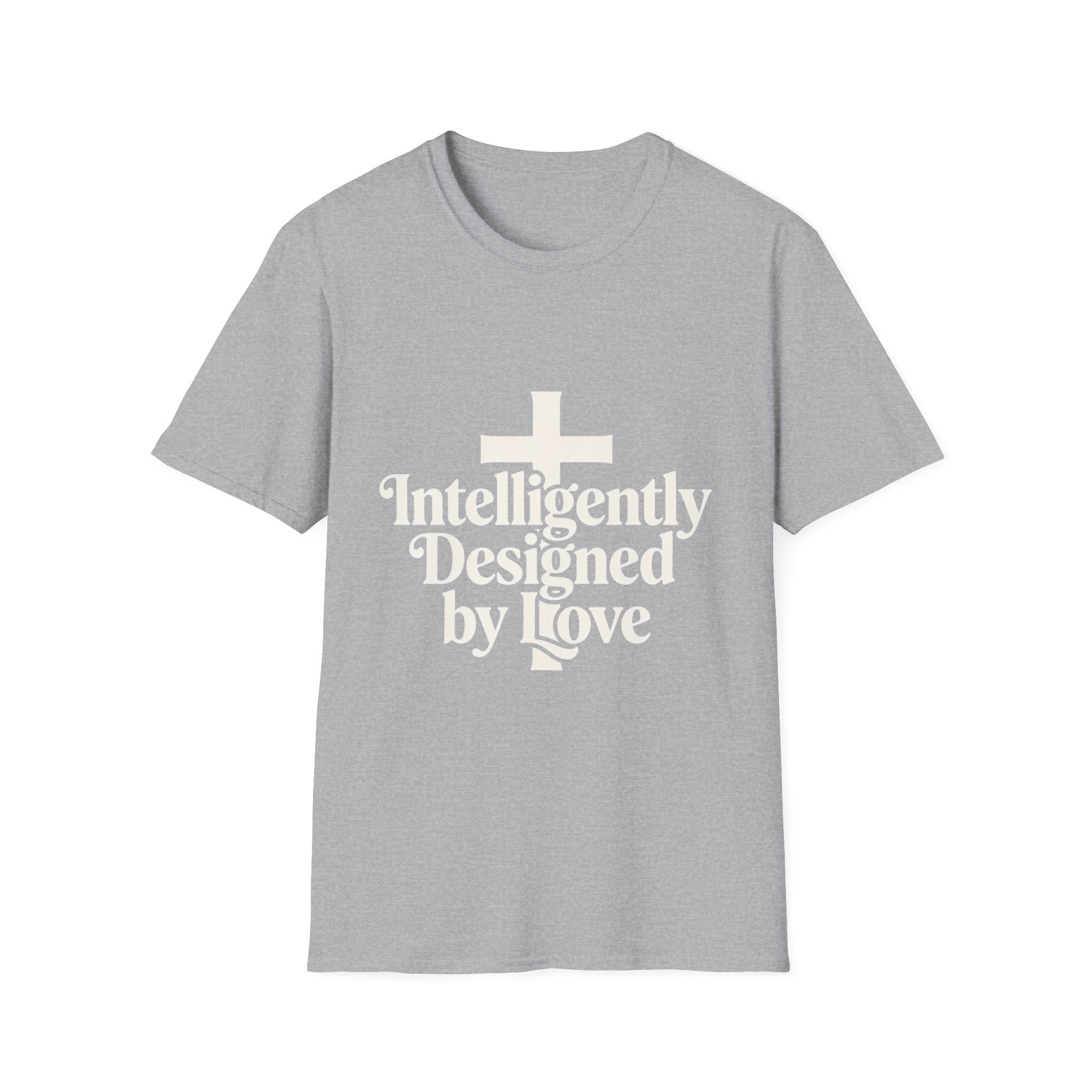 Christian T-Shirt — "Intelligently Designed by Love" Cross Faith Tee