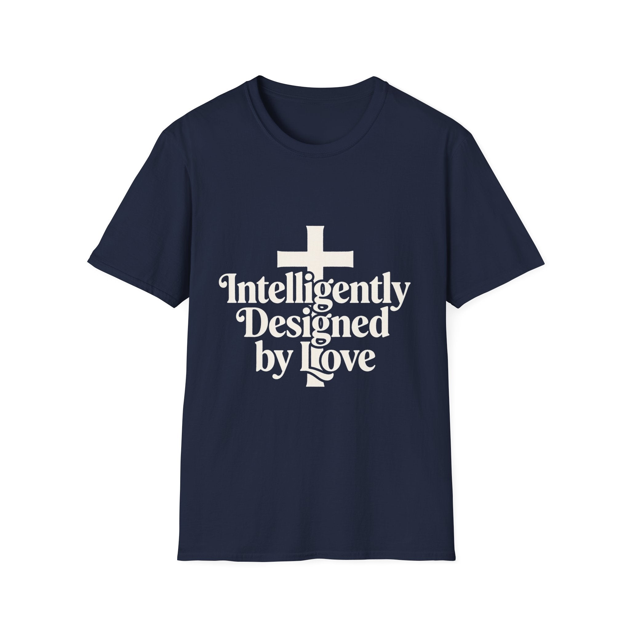 Christian T-Shirt — "Intelligently Designed by Love" Cross Faith Tee