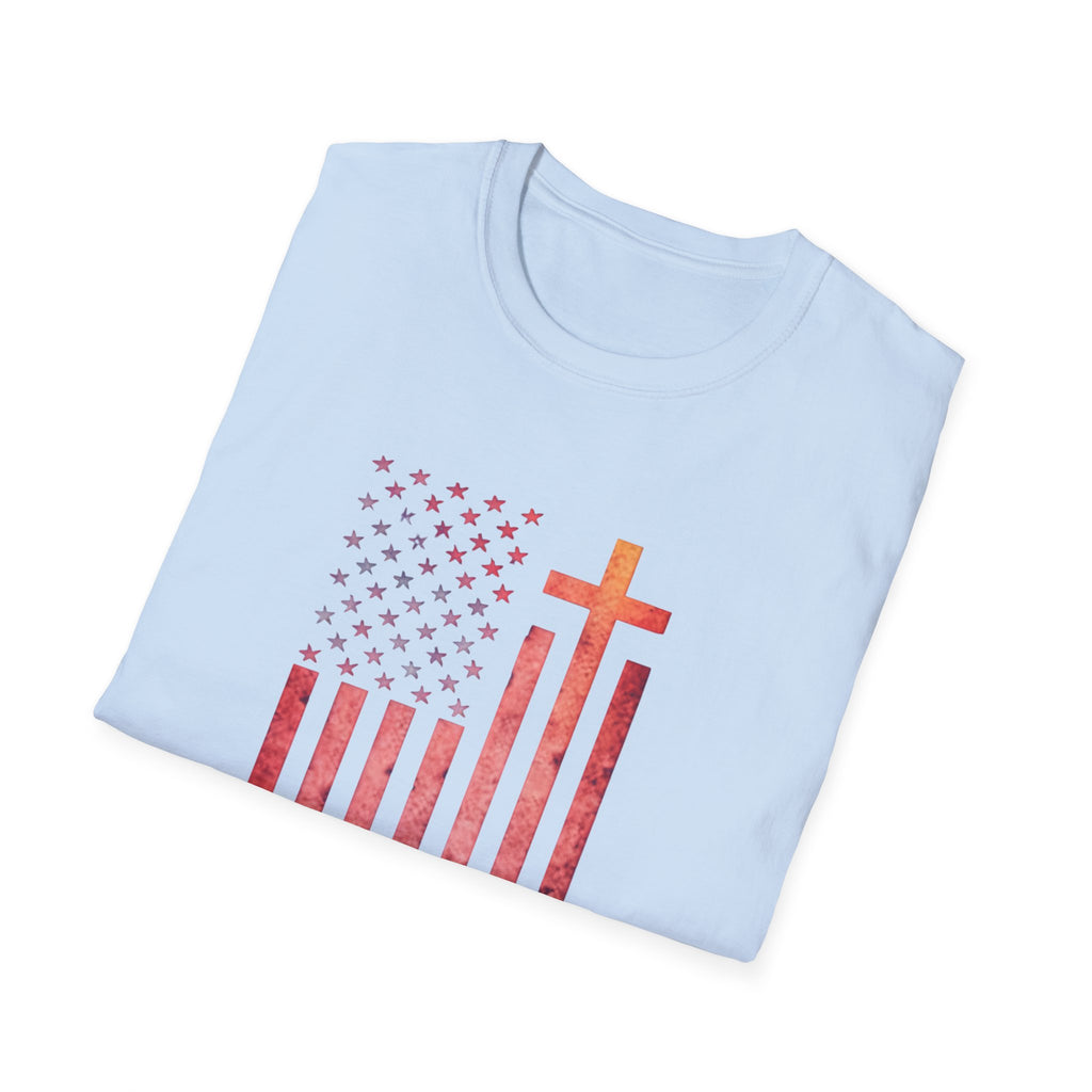 Faith Over Fear American Flag T-Shirt — Christian Cross Patriotic Tee