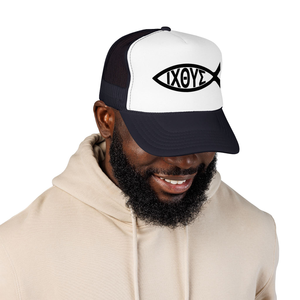 Christian Fish Trucker Hat with ΙΧΘΥΣ Ichthys Design