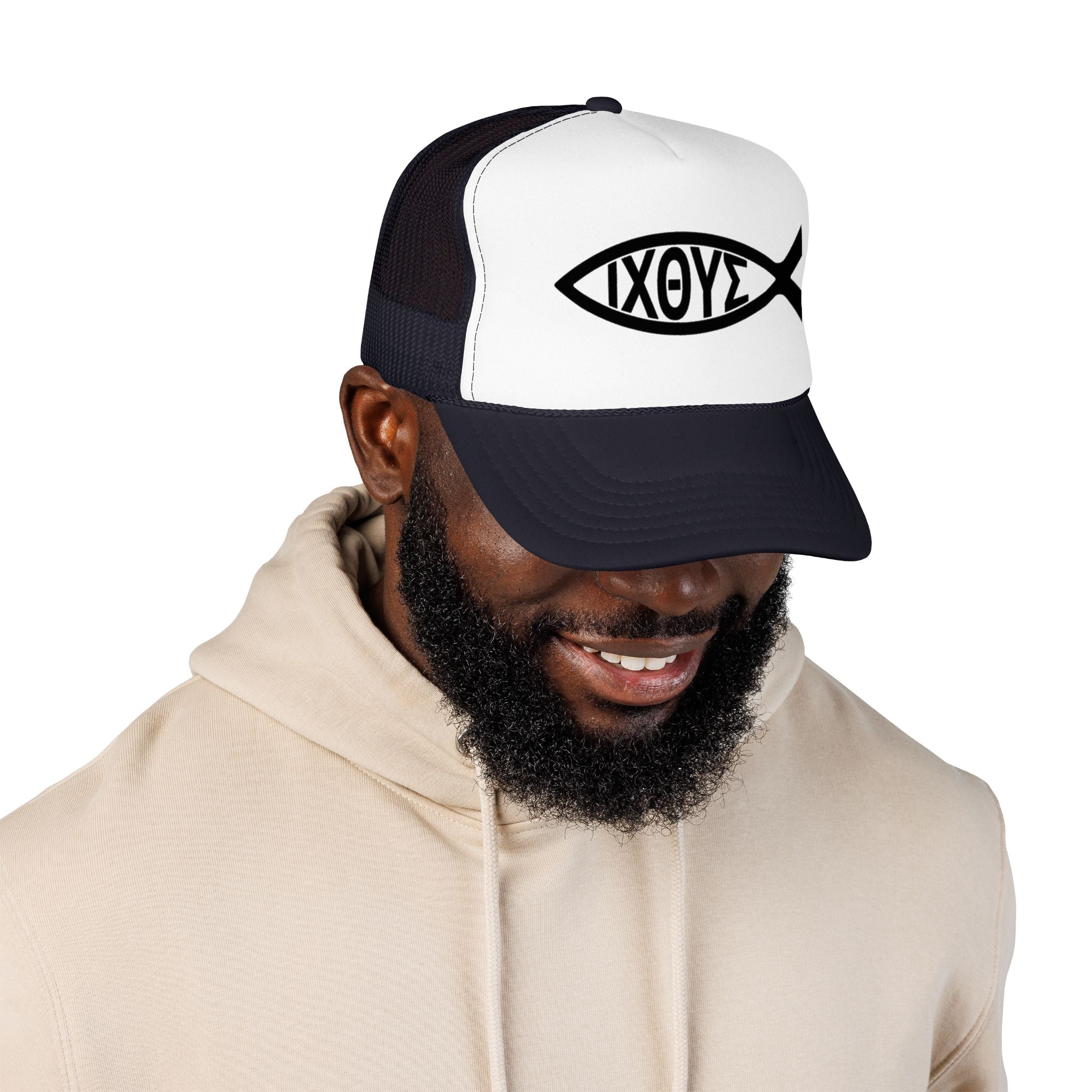 Christian Fish Trucker Hat with ΙΧΘΥΣ Ichthys Design