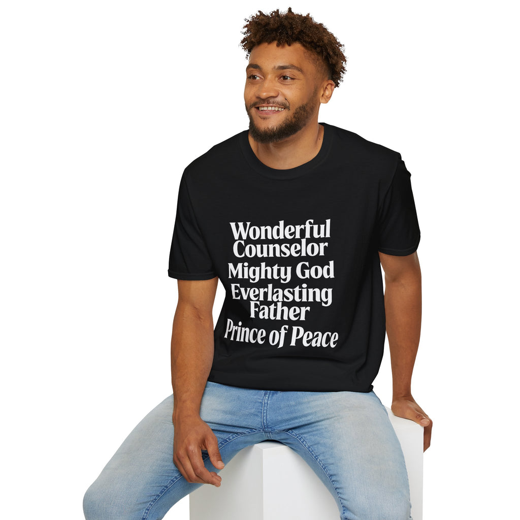 Names of Jesus from Isaiah T-Shirt — Plain Softstyle Crew Tee