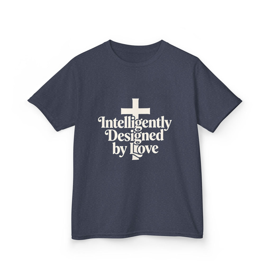 Kids Tee – "Intelligently Designed by Love" Christian Cross Shirt