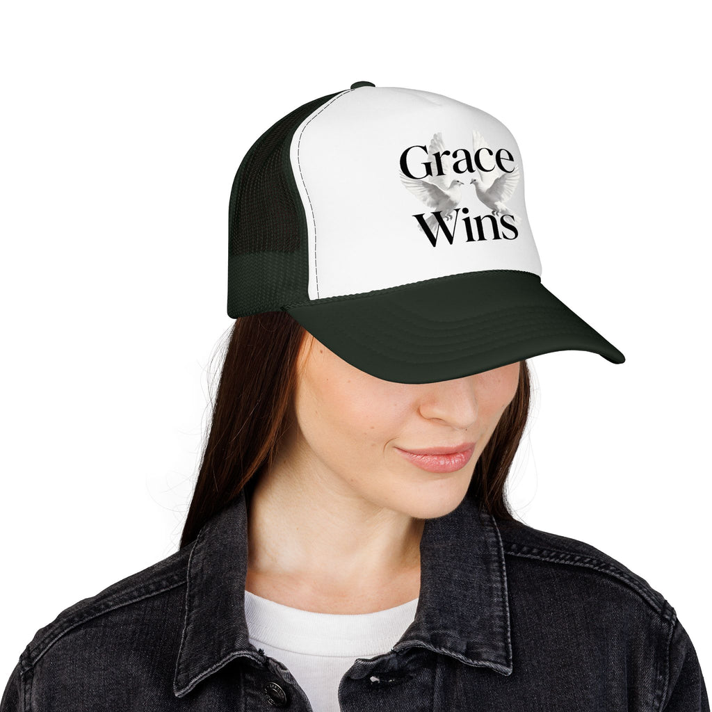 Grace Wins Trucker Hat — Inspirational Dove Foam Cap