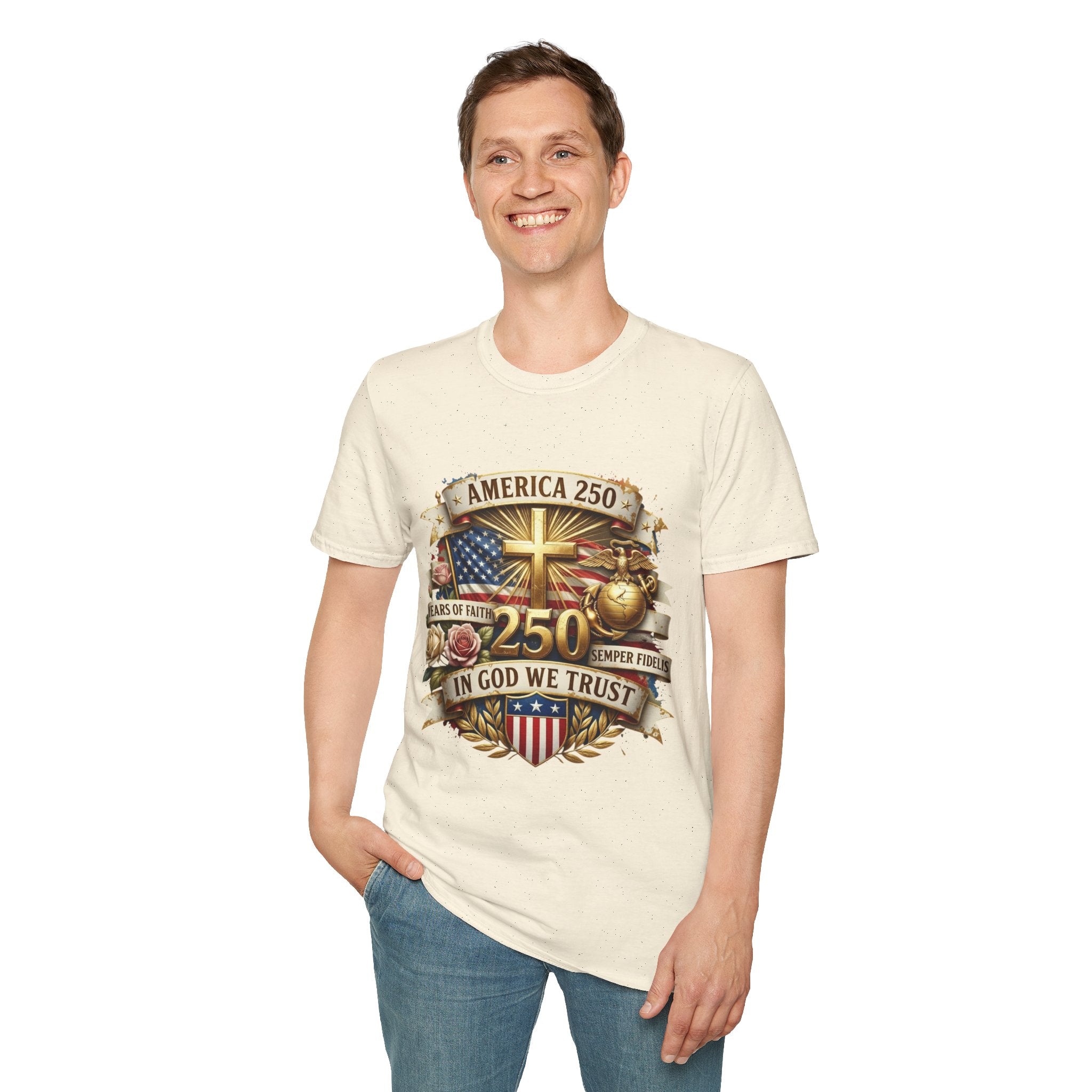 America 250 Christian T-Shirt — "In God We Trust" Patriotic Faith Tee