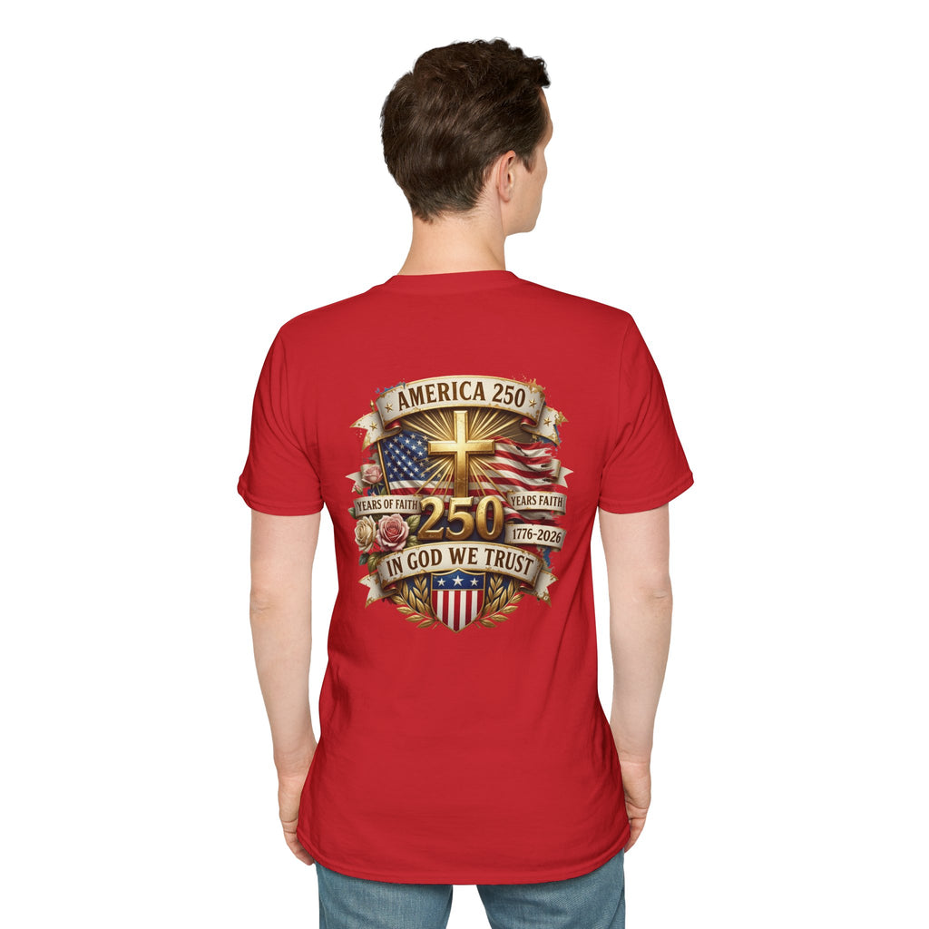 His Life Apparel Christian American 250 T‑Shirt — Three Crosses Faith Graphic