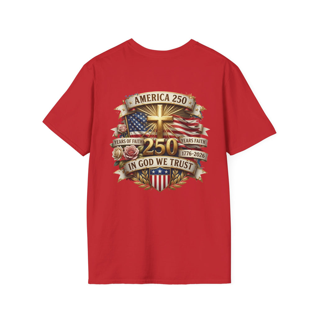 His Life Apparel Christian American 250 T‑Shirt — Three Crosses Faith Graphic