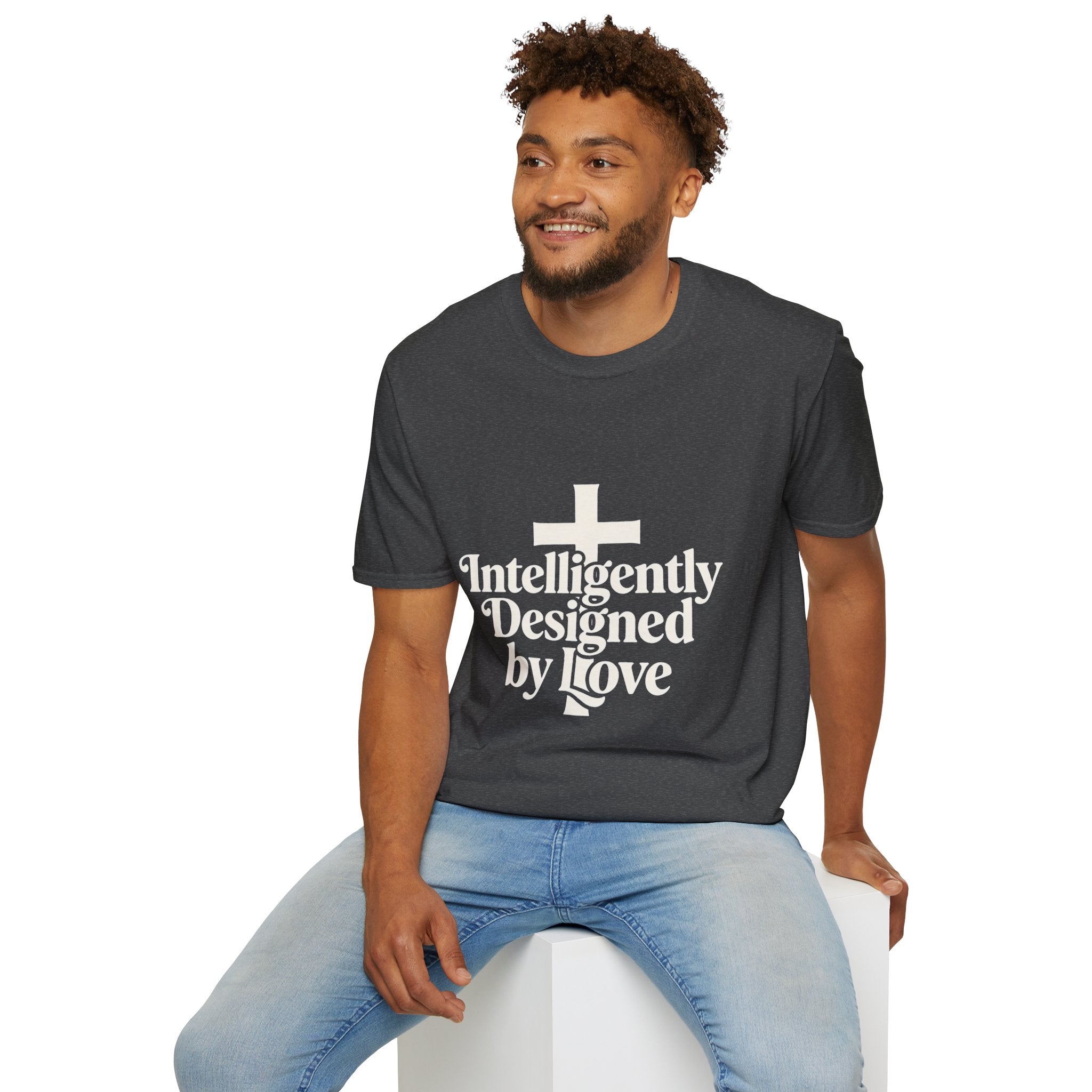 Christian T-Shirt — "Intelligently Designed by Love" Cross Faith Tee