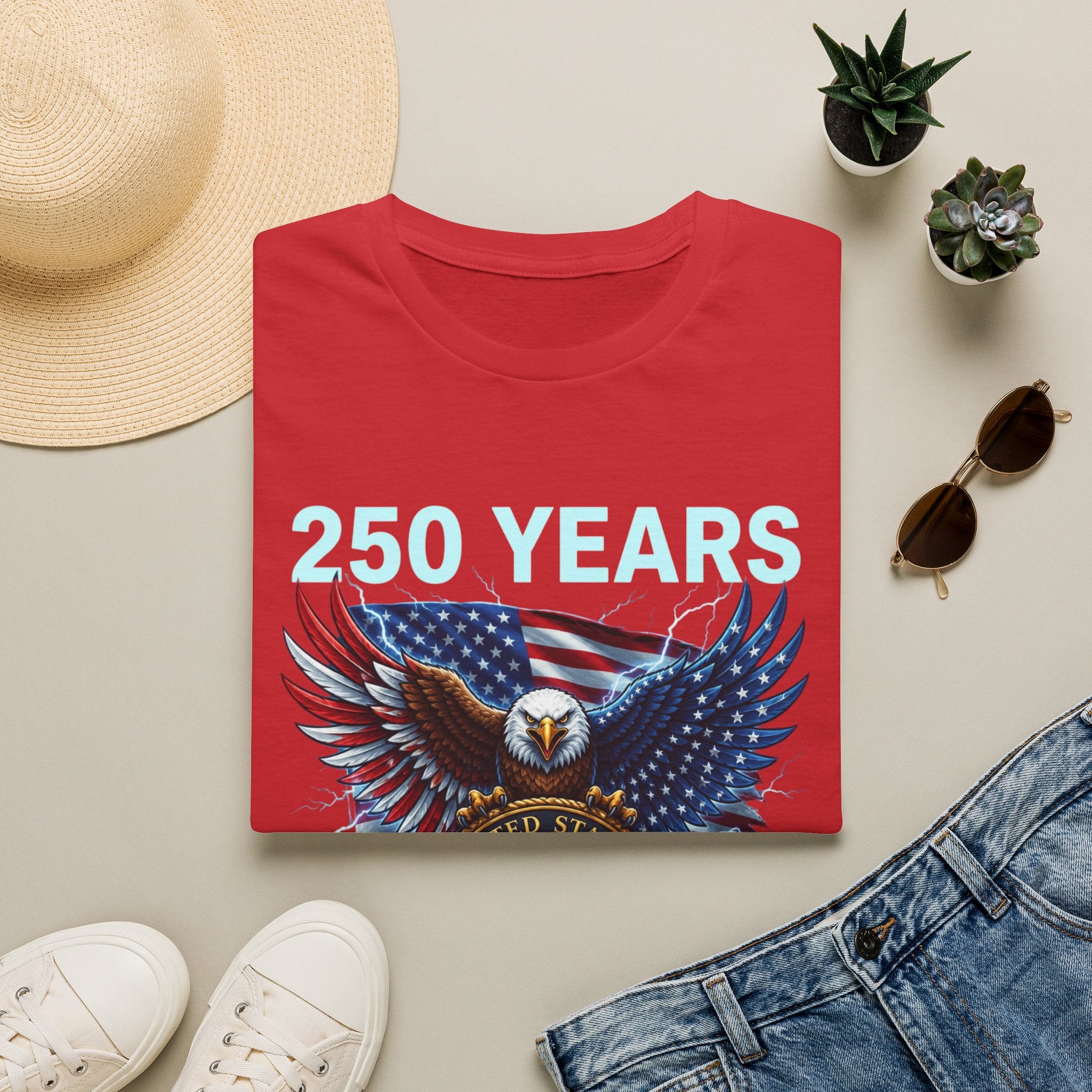 250 Years 1776–2026 Eagle Flag T-Shirt — Patriotic USA Anniversary Tee