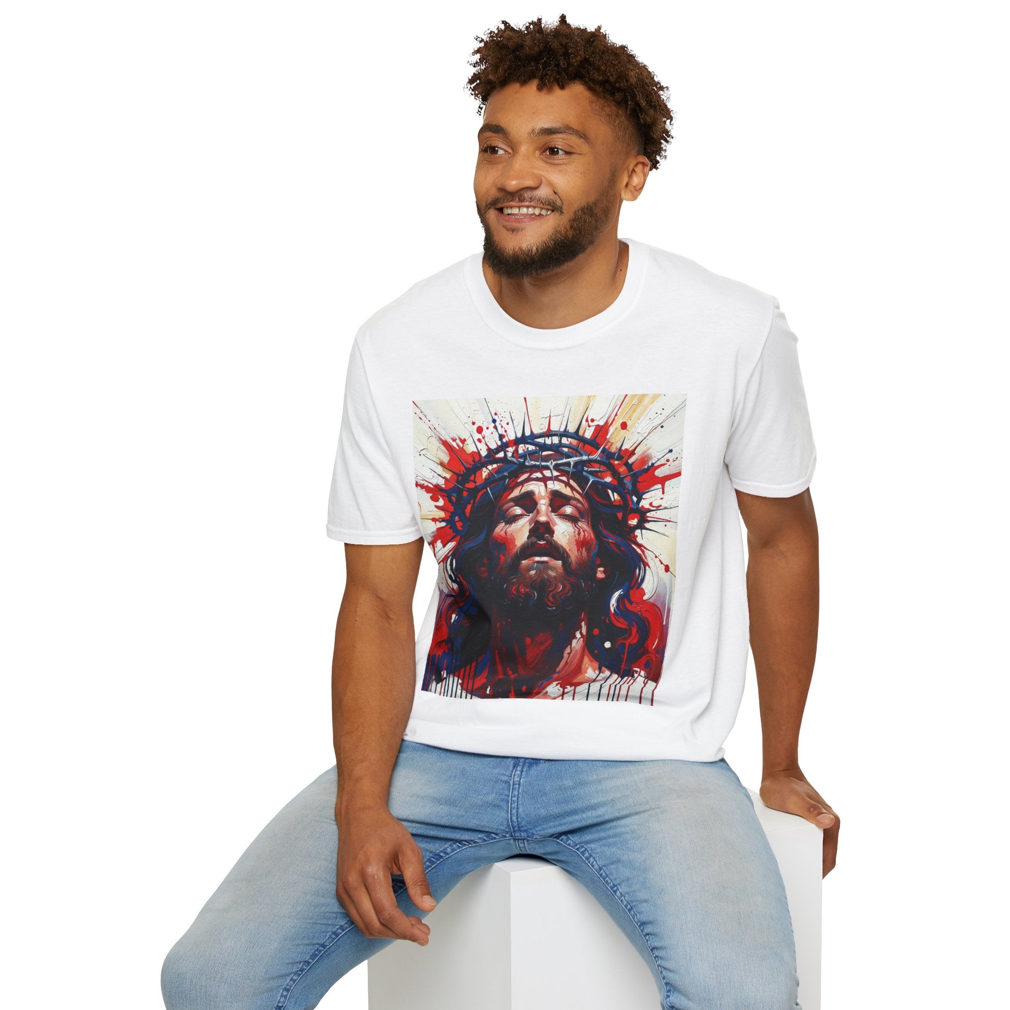 Religious Portrait T-Shirt — Crown of Thorns Christian Art Tee