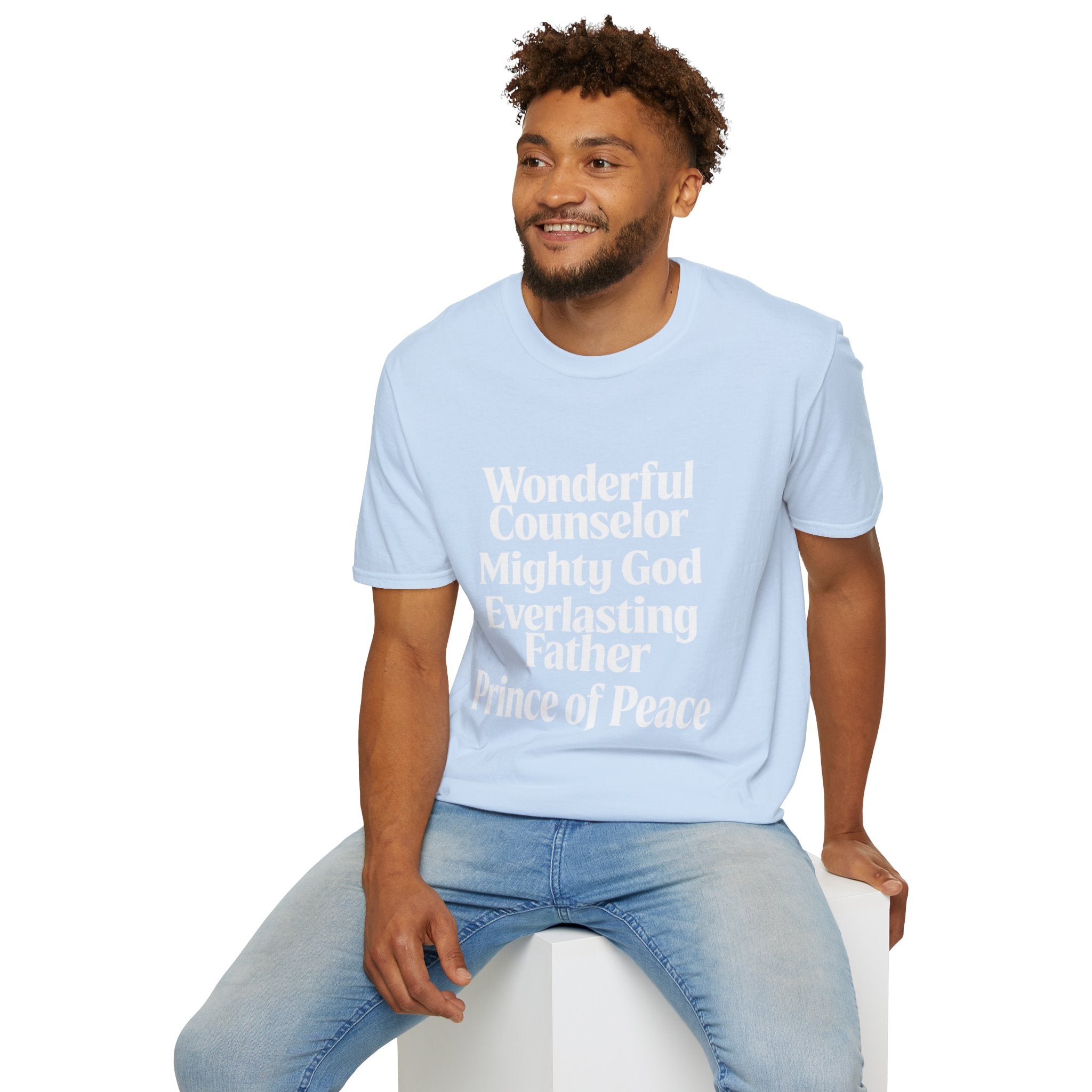 Names of Jesus from Isaiah T-Shirt — Plain Softstyle Crew Tee