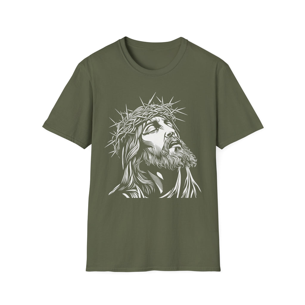 Jesus Portrait T-Shirt – Crown of Thorns Christian Faith Tee