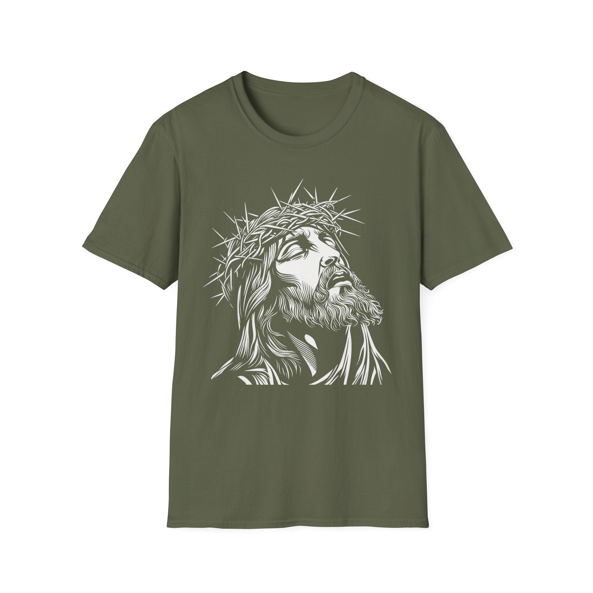 Jesus Portrait T-Shirt – Crown of Thorns Christian Faith Tee