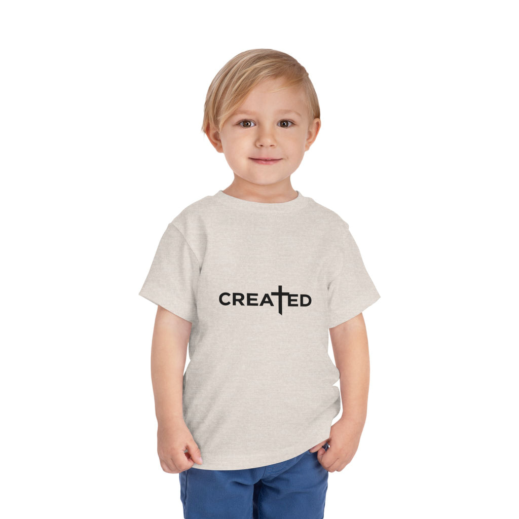 Toddler Tee — "Created" Cross Logo Christian Baby Shirt