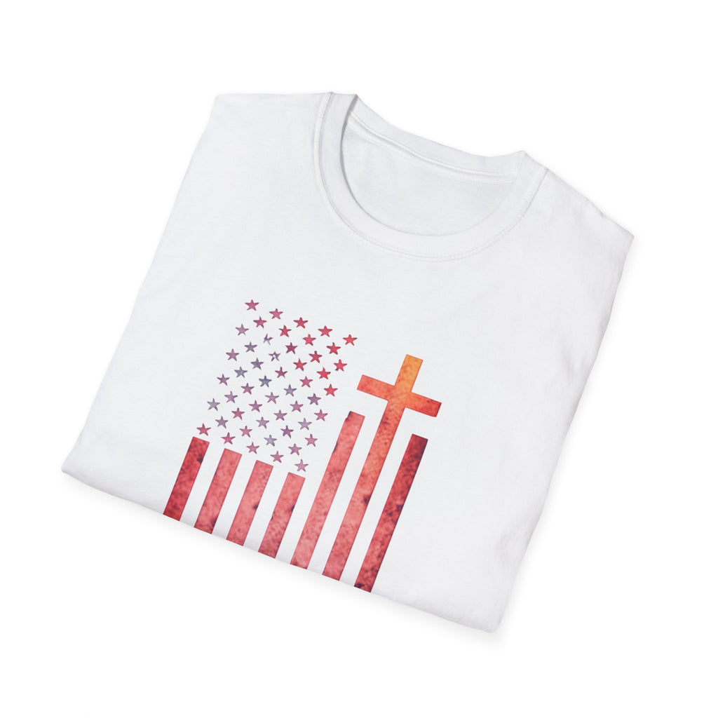 Faith Over Fear American Flag T-Shirt — Christian Cross Patriotic Tee