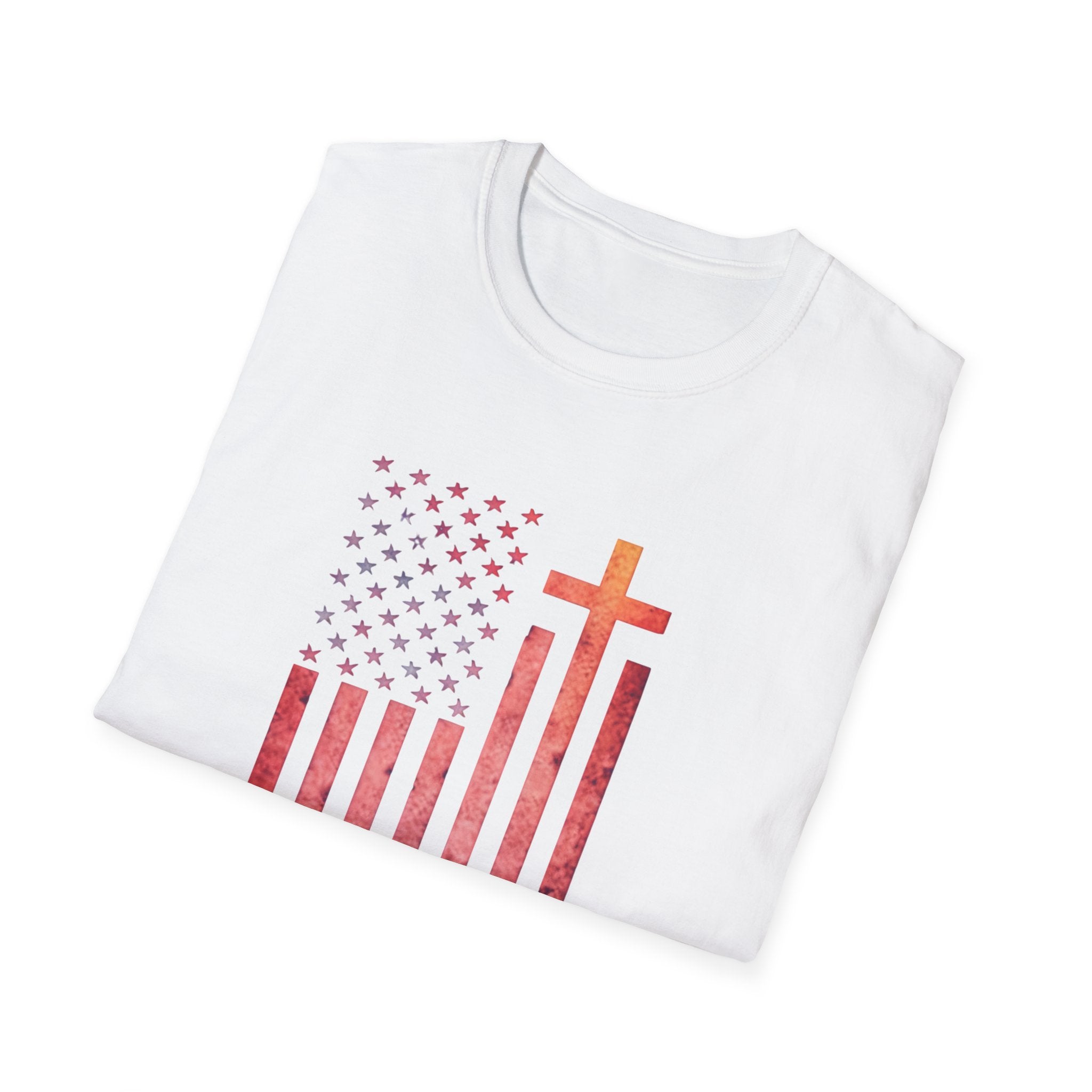 Faith Over Fear American Flag T-Shirt — Christian Cross Patriotic Tee