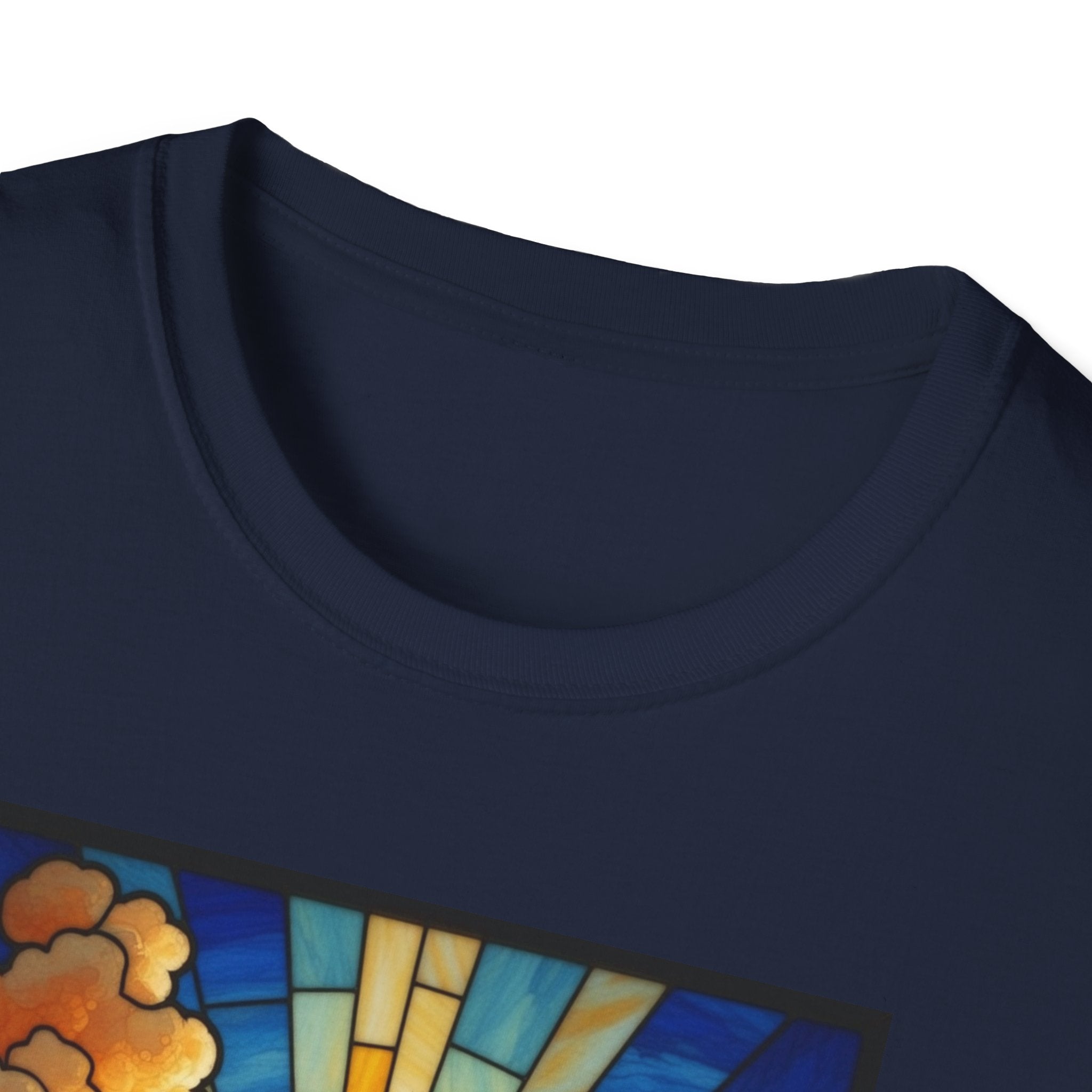 Christian Cross T-Shirt — Stained Glass Sunrise Faith Tee