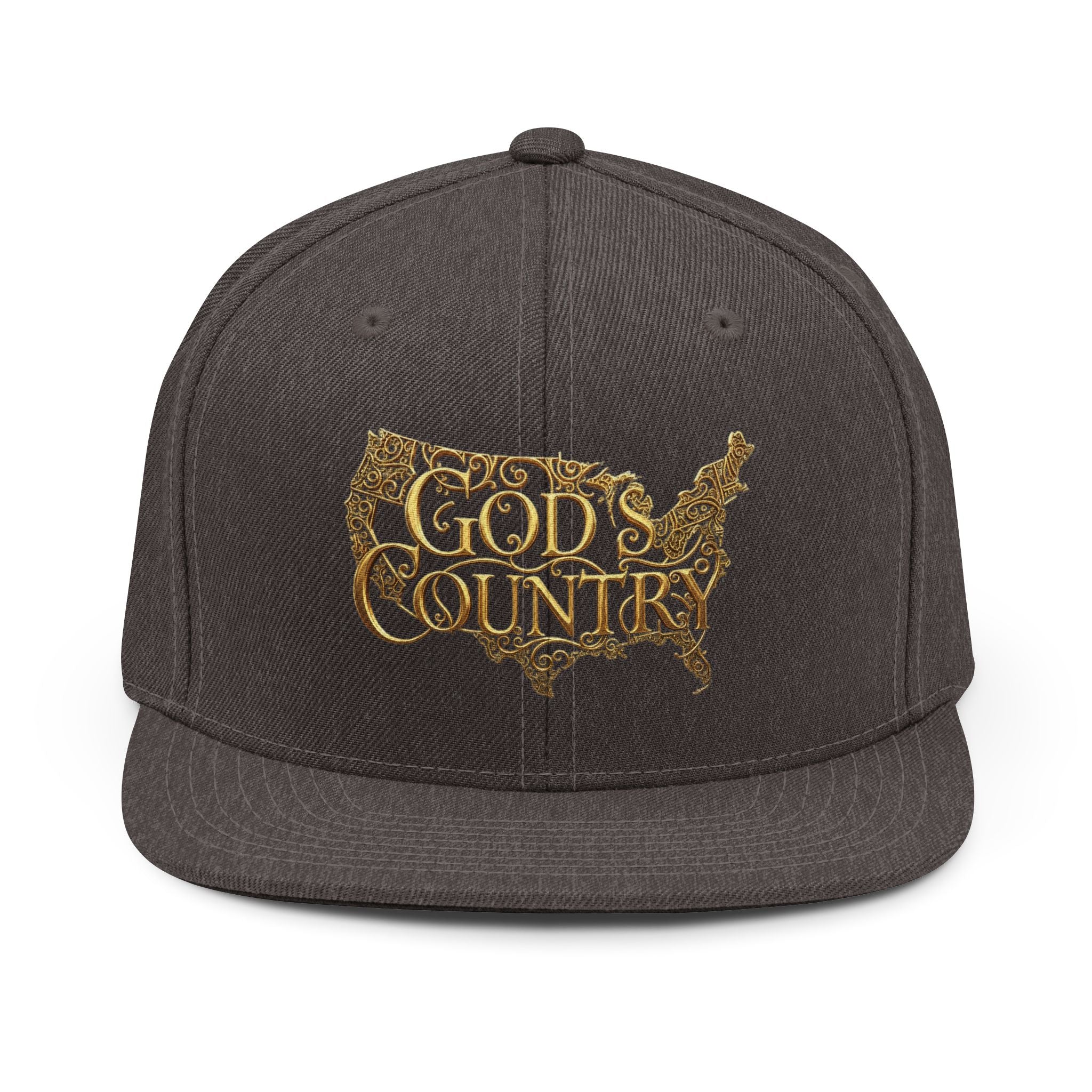 God's Country Snapback Hat — Embroidered USA Map Logo