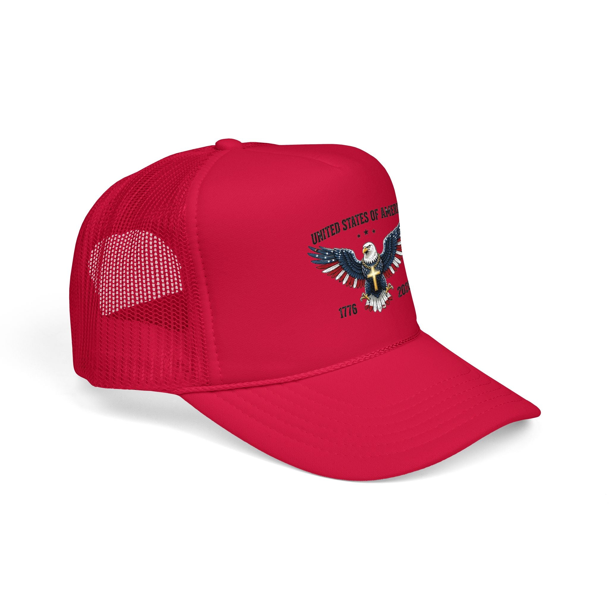 American Eagle Trucker Hat – Patriotic Cross & Flag Design