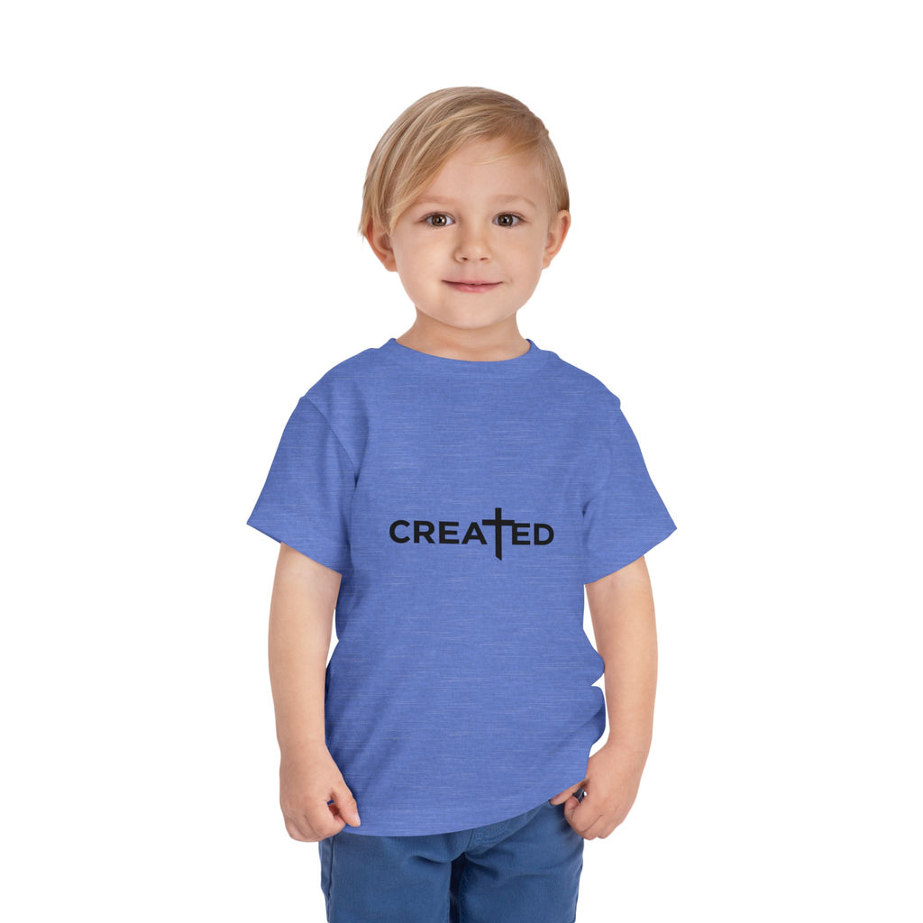 Toddler Tee — "Created" Cross Logo Christian Baby Shirt